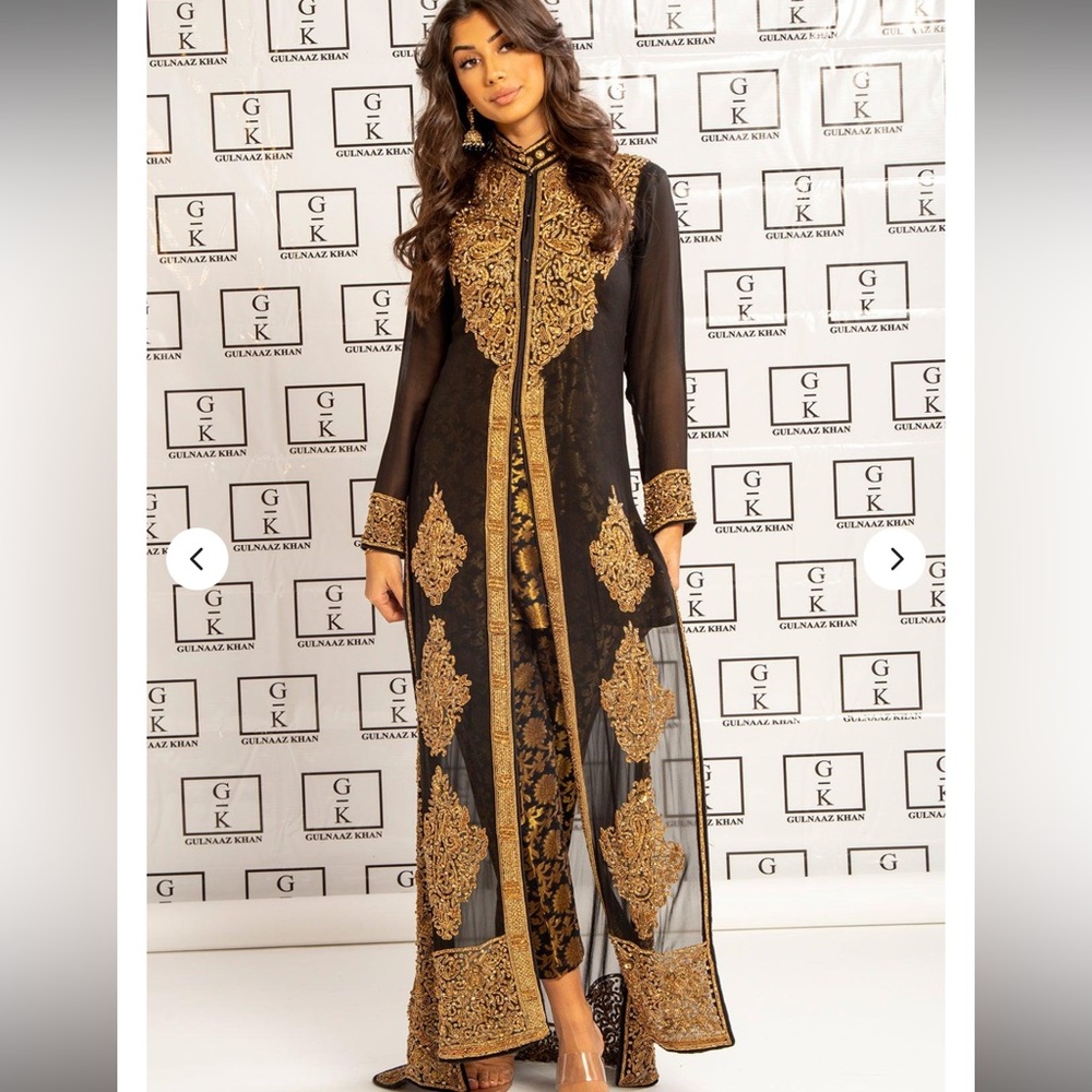 Gulnaaz Khan “Precius” Black & Gold Kaftan/Jacket Set